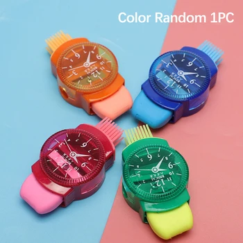 Милые Забавные мини-точилки в форме часов с ластиками Кисточка Канцелярские школьные принадлежности для девочек Машинка для заточки карандашей