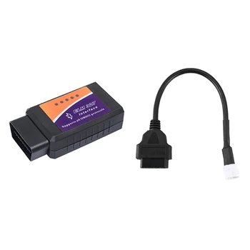 Мини-сканер Obd2 Bluetooth с 1 шт. черным 3-контактным кабелем OBD2