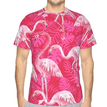 Модная мужская футболка с 3D-принтом Розовых Фламинго, унисекс, Свободные топы для фитнеса, пляжные мужские футболки в стиле хип-хоп.