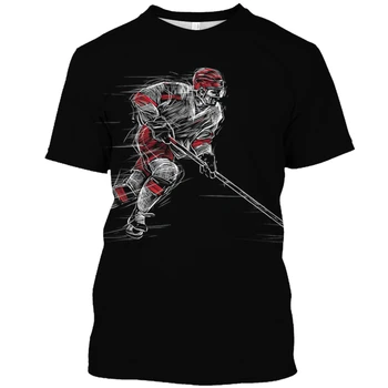 Мужская футболка с хоккейным рисунком, Летний Топ С коротким рукавом, Модная Мужская футболка, Повседневная Уличная съемка, Плюс Размер, Мужская одежда
