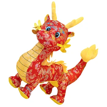 Мягкая игрушка Кукла Плюшевый Талисман Китайского Нового Года Кукла Дракон 2024 Год Дракон Зодиак Игрушки Подарок Рождество Лунный