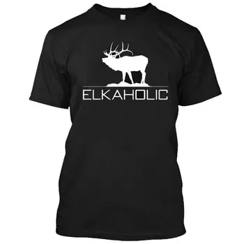 НОВАЯ футболка Elkaholic Funny Elk Hunting - Футболка Черного цвета ДЛЯ МУЖЧИН И ЖЕНЩИН, РАЗМЕР S-5XL