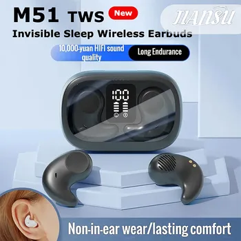 НОВЫЕ наушники M51 Sleep с цифровым дисплеем, Беспроводные наушники Bluetooth, наушники для сна, мини-невидимые спортивные наушники-вкладыши, мини-наушники