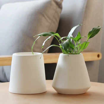 Набор из 2 современных однотонных дизайнерских цветочных ваз Белая керамическая ваза для посадки в воду сушеных цветов Украшение для домашнего декора