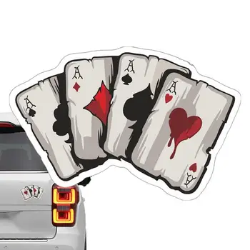 Наклейка для тузовой карты, Светоотражающая наклейка для покерной карты из ПВХ, Липкое покрытие от царапин на автомобиле, Внешнее украшение автомобиля Для двери кузова бампера автомобиля