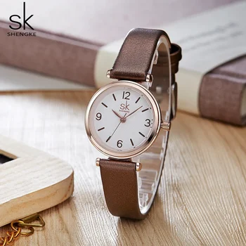 Наручные часы Shengke relogio feminino, лучший бренд, Роскошные Женские часы, кварцевые Классические Повседневные Аналоговые часы, женские