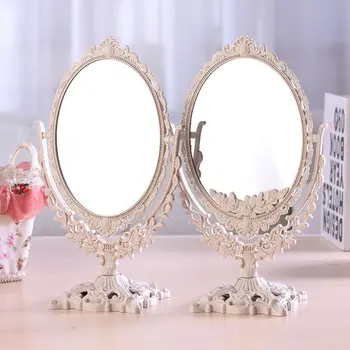 Настольное зеркало для макияжа высокой четкости с вращением на 360 градусов без мертвых углов, Двойное плоское зеркальное оформление прямого цвета