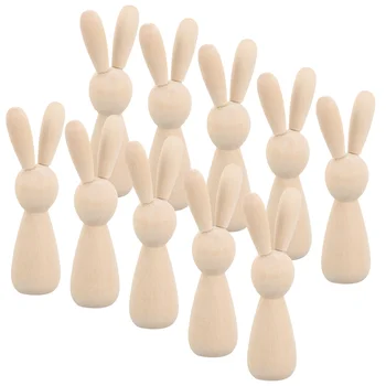 Незаконченные деревянные куклы-колышки Peg Rabbit Деревянные фигурки Заготовка Peg Doll Rabbit для поделок