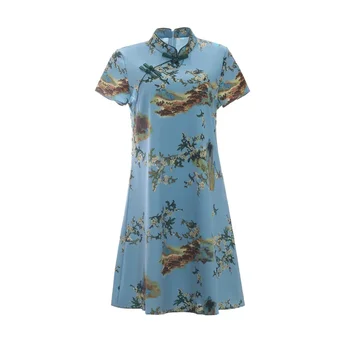 Новое традиционное китайское Молодежное Современное улучшенное женское платье Ципао в стиле ретро Cheongsam 2023 с коротким рукавом в стиле ретро