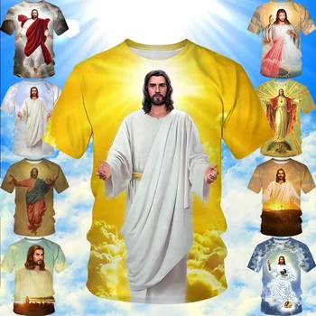 Новые забавные топы с коротким рукавом для молитвы, модная мужская крутая футболка с 3D-принтом 