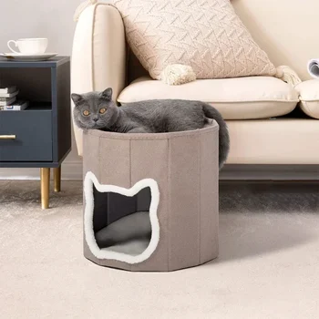 Новые кошачьи кровати для домашних кошек, Кошачья складная кровать, пещерный кошачий домик с моющимися подушками, кровать для котенка, Палатка для домашних животных, Маленькая