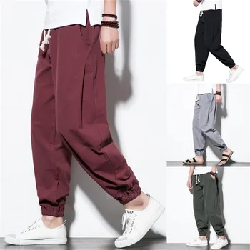 Новые мужские брюки в японском азиатском стиле, Кимоно для взрослых, Haori, Винтажные Самурайские Китайские Мужские Леггинсы, Брюки Maxi M-5XL