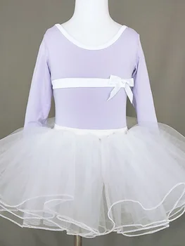 Однотонный балетный костюм Core Y 2k для девочек, танцевальный костюм в стиле джаз, комбинезон с длинными рукавами, детская одежда, сетчатая юбка для выпускного вечера с пуговицами в латинском стиле