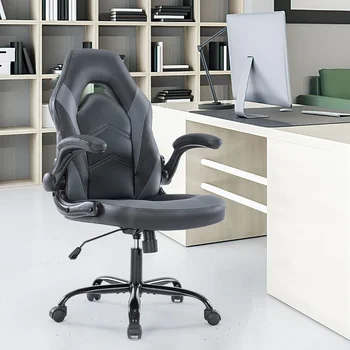 Офисное игровое кресло OLIXIS с подкладкой из искусственной кожи Серо-Черного цвета, 25,5 D x 27,8 W x 46H