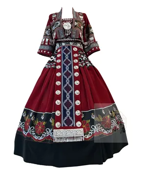 Платье Хани для девочек-хмонгов, женщин из этнических меньшинств, Красный костюм для сценического танцевального представления в стиле Западного региона, сцена