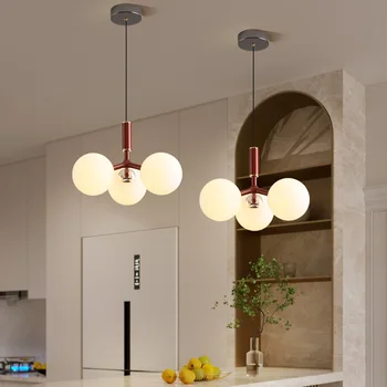 Подвесной светильник из скандинавского белого стекла для кухни ресторана, прикроватное освещение, лампа G9 с белым, зеленым, желтым, серым металлом, прямая поставка