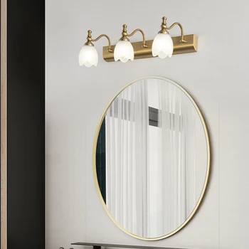 Популярная элегантность E14, декоративная светодиодная металлическая настенная лампа, лампы для спальни, винтажная золотая тройная зеркальная фара