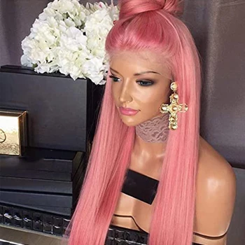 Популярный Длинный Розовый прямой термостойкий парик для чернокожих женщин, Синтетический Парик с детскими волосами Для красивых женщин