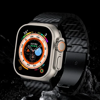 Ремешок из Углеродного волокна для Apple Watch Ultra Band 49 мм 45 мм 44 мм 41 мм 40 мм ПК Браслет на Запястье Ремешок Для Часов iWatch Серии 3 4 5 6 SE 7 8