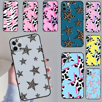 Розовый Голубой Чехол leopard Dalmatian Spots stars Для iPhone 12 11 13 14 15 Pro Max Mini 8 7 Plus SE 2022 2020 XS X XR Чехол Для Телефона