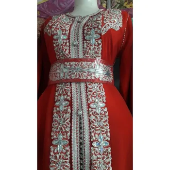 Роскошный Кафтан Фараша, Украшенный Цирконом из Бисера, Дубайское Свадебное Платье Abaya Moroccan