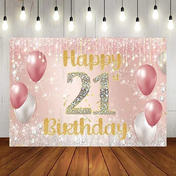 С 21-м днем рождения, баннер, декорации, фон для фотосъемки, вывеска, вечеринка, фото принцессы и принца