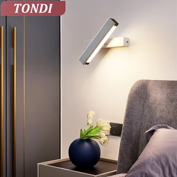 Светодиодный настенный светильник TONDI Creative, поворотный настенный светильник для гостиной, кабинета, спальни, прикроватной тумбочки, коридора, украшения дома