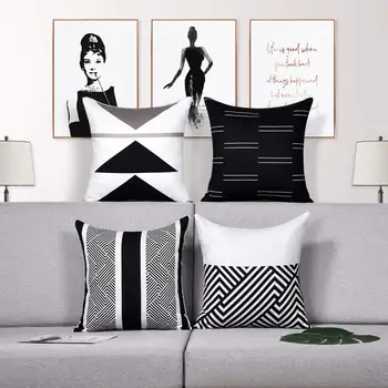 Скандинавский геометрический черный чехол для подушки 40 * 40 украшение дивана для гостиной чехол для подушки 60 * 60 украшение дома можно настроить