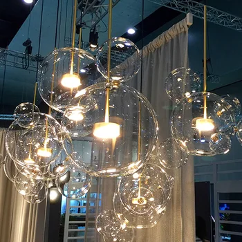 Современный декор Светодиодные люстры для внутреннего освещения гостиной Стеклянный абажур Кухонная Потолочная Люстра Подвесной светильник для столовой