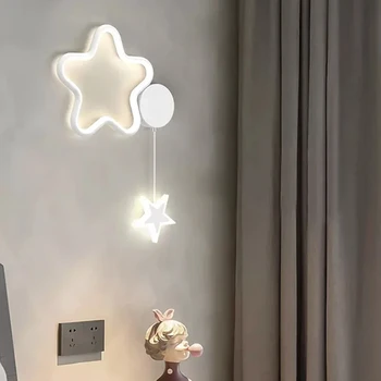Современный светодиодный настенный светильник Cloud Star Moon, черно-белое освещение для детской комнаты, кабинета, спальни, гостиной, внутреннего декора стен