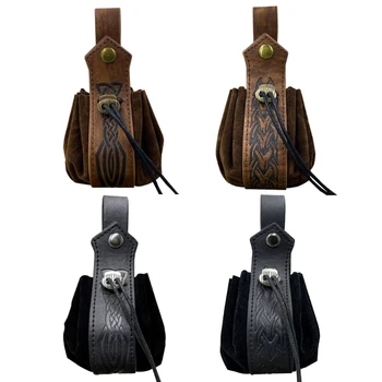 Средневековый кожаный пояс, сумка на шнурке, портативный кошелек, винтажный костюм, поясная сумка для фэнтезийного мероприятия, косплей-вечеринки