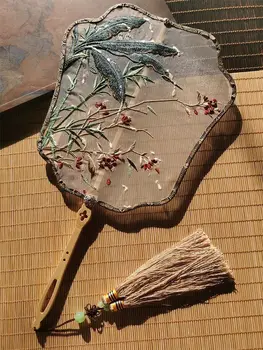 Старинный веер для женщин в китайском стиле с шелковой ручкой Винтажный веер Летний Классический Дворцовый танец Чонсам Ханфу Ручной веер Китайский подарок Леди