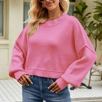 Стильный свитер-пуловер для женщин, женский свитер-пуловер, стильный женский укороченный свитер, модный на осень / зиму для офиса