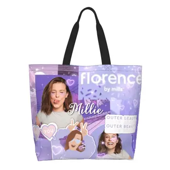 Сумки для покупок Florence By Mills из бакалейных товаров с забавным принтом, холщовые сумки для покупок через плечо, прочная сумка большой емкости