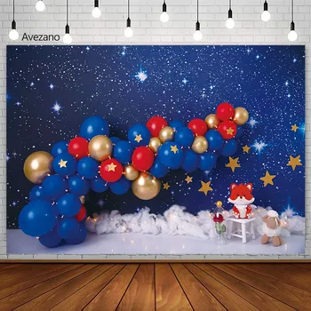 Фон для дня рождения мальчика Avezano, Воздушный шар для Сафари, Голубое небо, Мерцающие Звезды, Детский портрет, Реквизит для фотосессии, Фоновая фотосессия