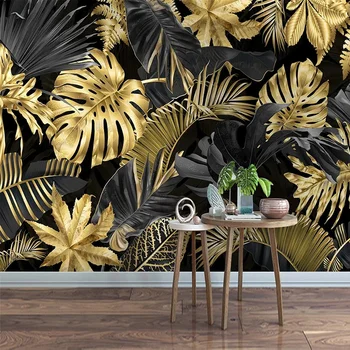 Фотообои на заказ, Современная минималистичная Абстрактная настенная роспись в виде золотого Бананового листа, Декор для стен спальни, гостиной