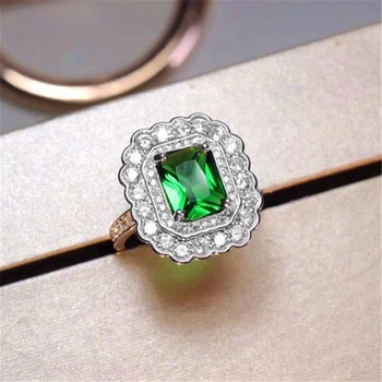 Французское высококачественное ретро-индивидуальное квадратное зеленое кольцо с драгоценным камнем lady fashion, изысканное кольцо, легкие роскошные дизайнерские ювелирные изделия, кольцо S925