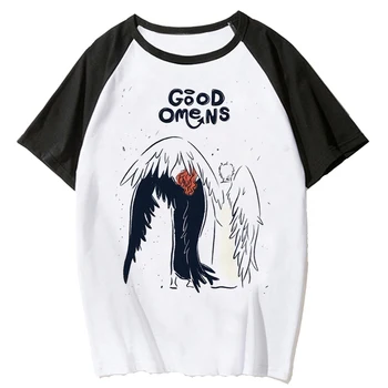 Футболка Good Omens женские японские графические футболки girl y2k дизайнерская одежда harajuku