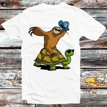 Футболка с черепахой в стиле ковбоя-ленивца, винтажный ретро крутой топ с рисунком аниме B878