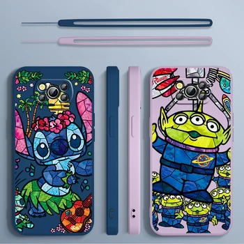 Чехол Для Телефона Disney Stitch Alien Winnie Для Xiaomi Poco X4 X3 F4 F3 NFC M5 M4 M3 GT S Pro 4G 5G Liquid Rope Cover Fund