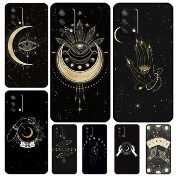 Чехол с изображением Луны и звезд с изображением рук для OPPO A17 A54 A57 S A77 A74 A94 A5 A9 A53 A15 A16 A76 A96 A52 A72 A18 A58 A98 A78