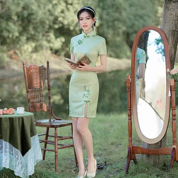 Элегантная винтажная кружевная цветочная вышивка, одежда в китайском стиле Ципао, женские вечерние платья в стиле ретро Чонсам, Vestidos