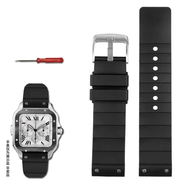 высококачественный резиновый ремешок для часов Cartier Santos Sandoz Santos 100, мужской и женский силиконовый ремешок для часов 23 мм