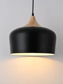 промышленный подвесной светильник dern, регулируемое деревянное потолочное подвесное освещение с купольным абажуром из черного металла, минималистский фермерский дом