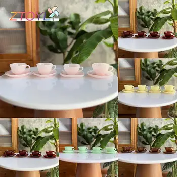 1 комплект 1: 6 Кукольный домик, Миниатюрная Чайная чашка, блюдце, Кофейная чашка, резная модель чашки в полоску, Игрушка для домашнего декора в гостиной