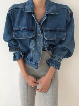 2023 Досуг, однобортная джинсовая куртка с рукавами и пуговицами, джинсовая куртка, женская джинсовая куртка jaqueta feminina