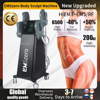 EMSzero 6500W Hi-emt + RF EMS Машина для лепки мышц тела с 4 Ручками RF-Подушечки Для Стимуляции Таза Дополнительный салон