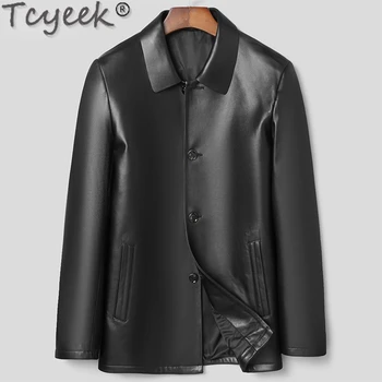 Tcyeek/ Новая куртка из натуральной кожи, мужская одежда, демисезонные короткие пальто из овчины, деловое тонкое пальто, мужская повседневная куртка Couro