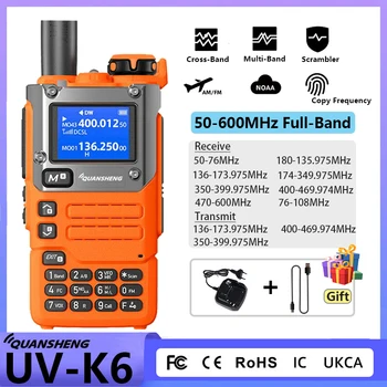 UV K6 Quansheng Портативная рация 5 Вт Оранжевая Воздушная полоса USB Type-C UHF VHF DTMF Беспроводная частота NOAA UV-K58 AM FM Ham Двухстороннее Радио
