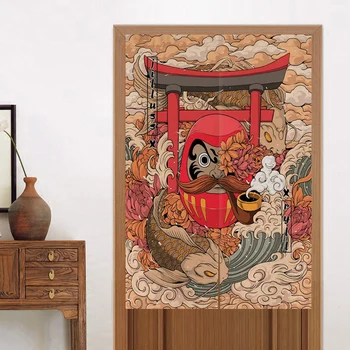 Анимация японской кухонной занавески в виде мультяшной ресторанной перегородки